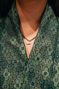 Syne Studio X Clink Clank Clunk: Green Geometric Kimono & Necklace Set