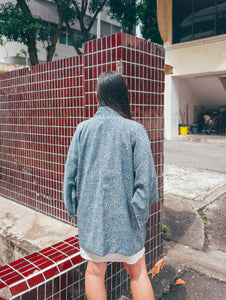 Blue White Floral Short Kimono