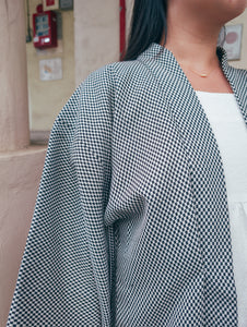 Black and White Checkered Short Kimono