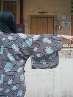 Load image into Gallery viewer, Blue Shibori Floral Cross Body Short Kimono
