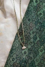 Load image into Gallery viewer, Syne Studio X Clink Clank Clunk: Green Geometric Kimono &amp; Necklace Set
