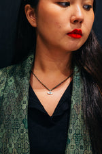 Load image into Gallery viewer, Syne Studio X Clink Clank Clunk: Green Geometric Kimono &amp; Necklace Set
