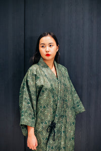 Syne Studio X Clink Clank Clunk: Green Geometric Kimono & Necklace Set