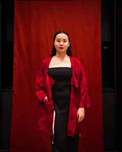 Red Geometric Michiyuki Short Kimono