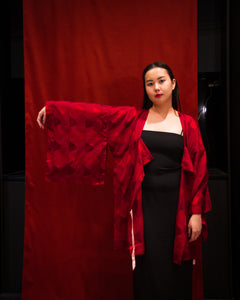 Red Geometric Michiyuki Short Kimono