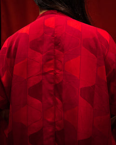 Red Geometric Michiyuki Short Kimono