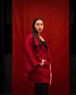 Load image into Gallery viewer, Red Geometric Michiyuki Short Kimono
