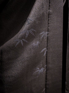 Black Bamboo Leaves Mid Length Kimono