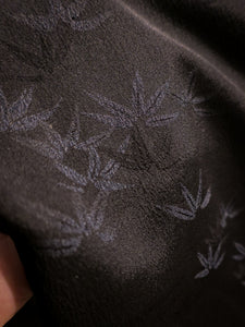 Black Bamboo Leaves Mid Length Kimono