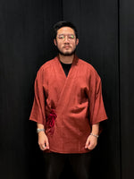 Load image into Gallery viewer, Red Textured Wave Short Kimono
