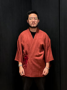 Red Textured Wave Short Kimono