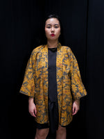 Load image into Gallery viewer, Gold Blue Batik Short Kimono
