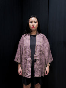 Purple Weaved Short Kimono